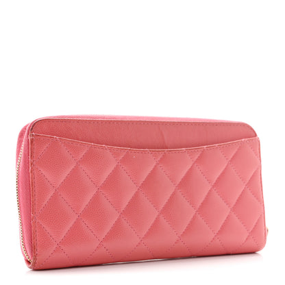 Chanel Caviar Quilted Large Gusset Zip Around Wallet Pink 3 of 10