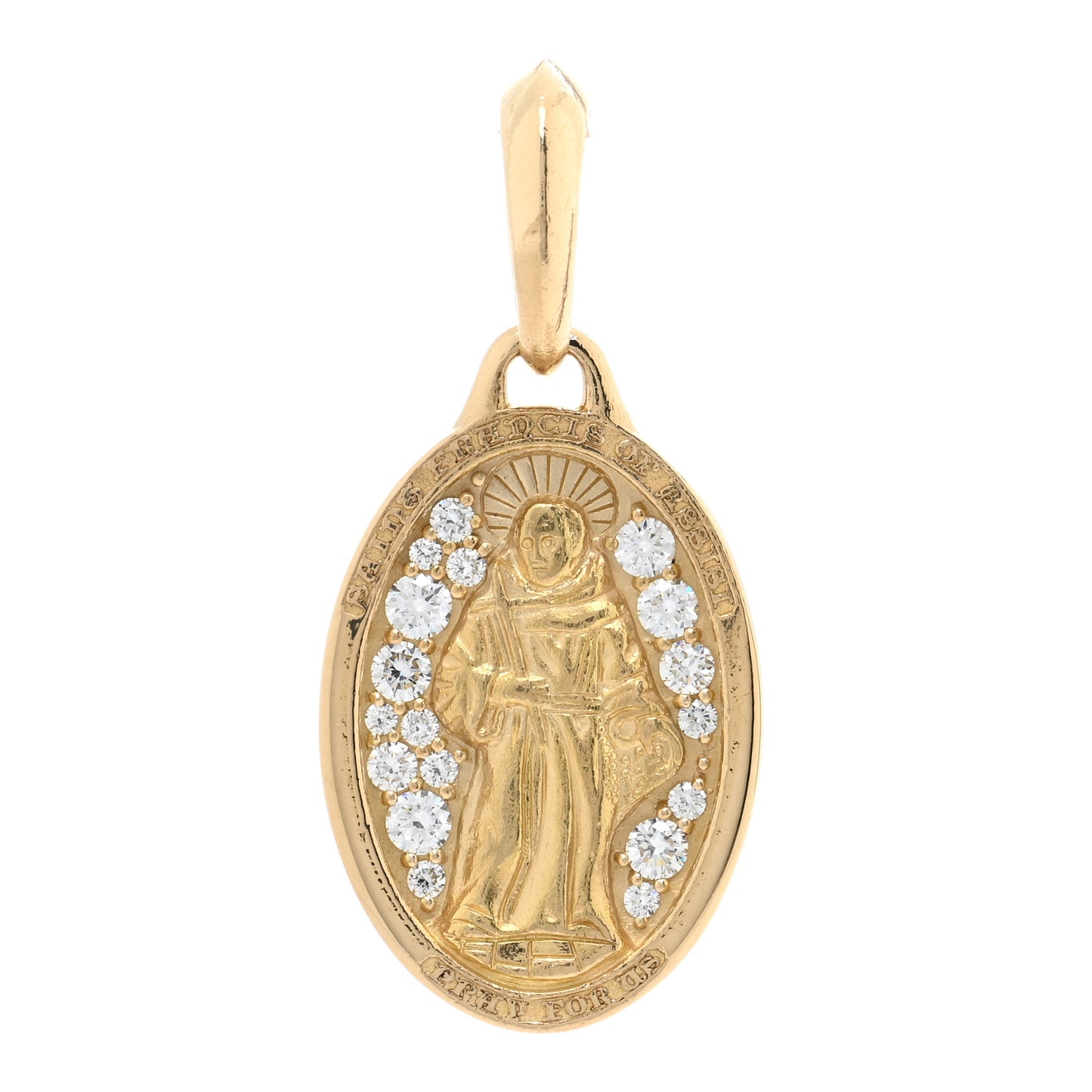 18K Yellow Gold Diamond St. Francis Amulet Pendant