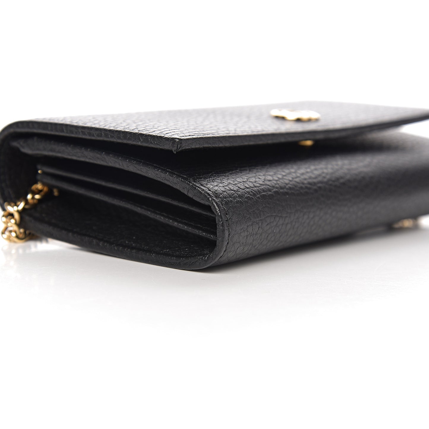 Calfskin Petite GG Marmont Wallet Chain Bag Black