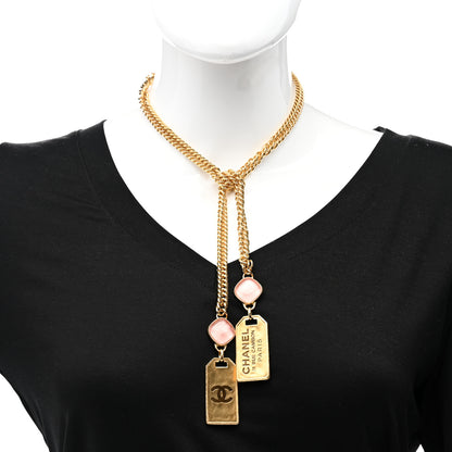 Chanel Metal CC Tags Pendant Choker Gold Pink 2 of 6