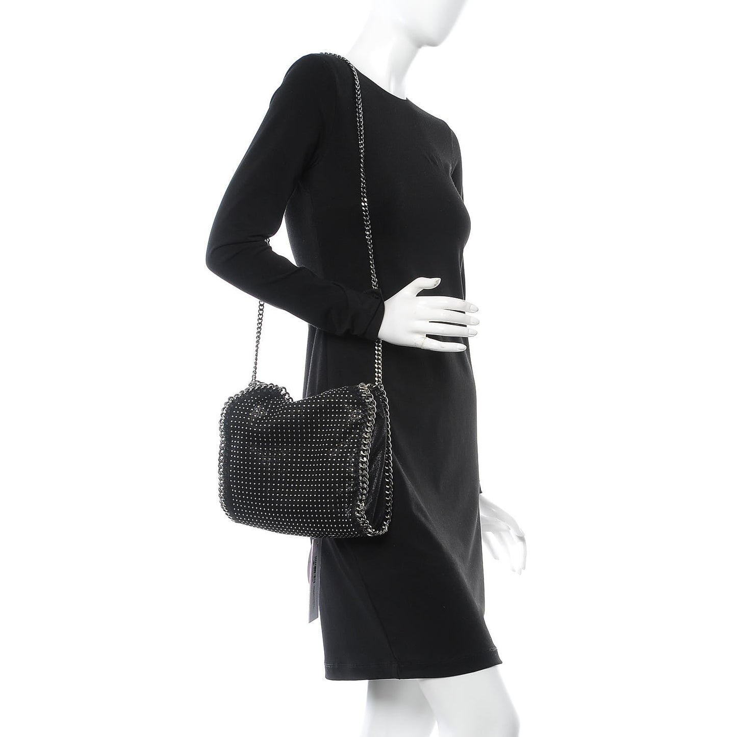 Shaggy Deer All Over Studs Mini Falabella Tote Black