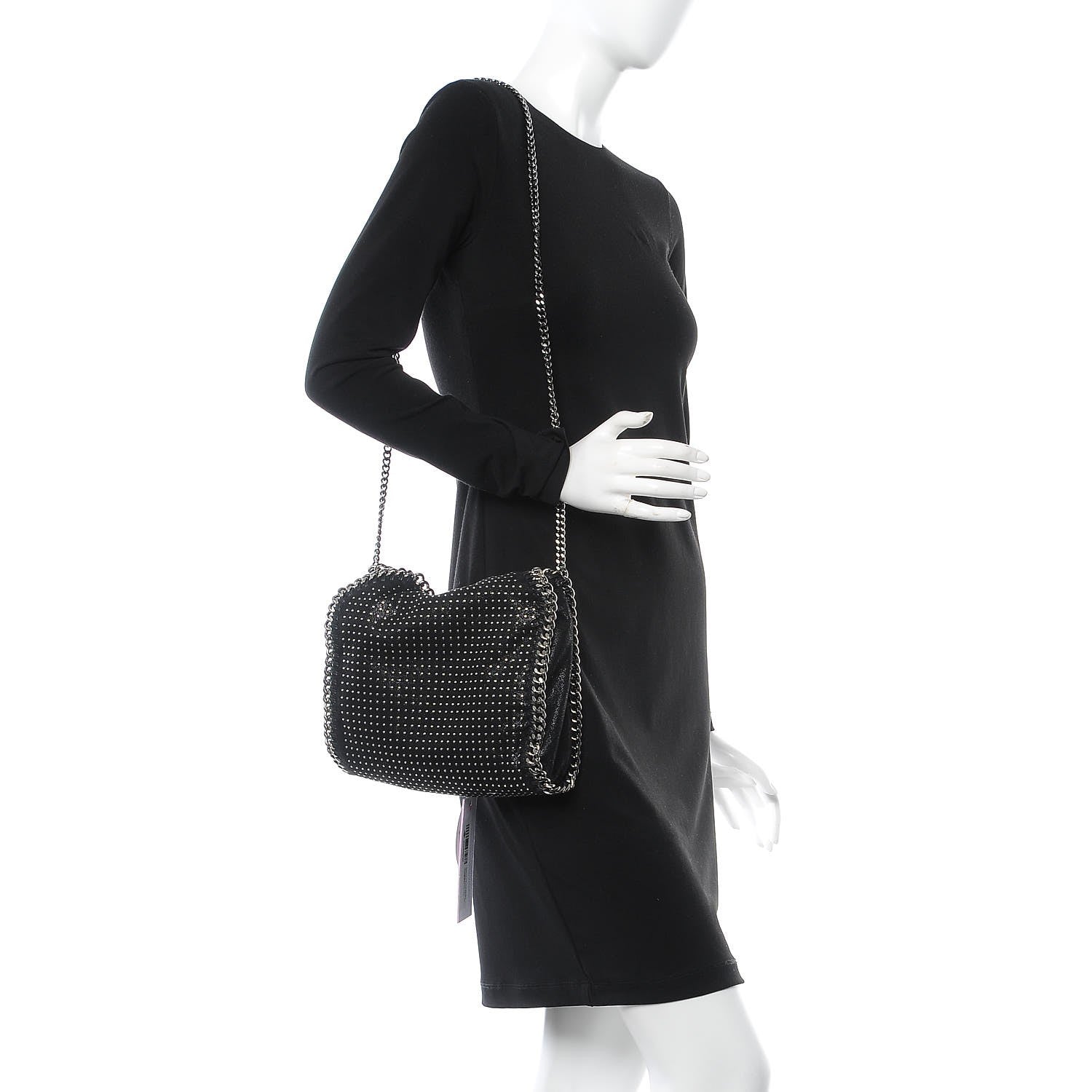 Stella McCartney Shaggy Deer All Over Studs Mini Falabella Tote Black 3 of 10