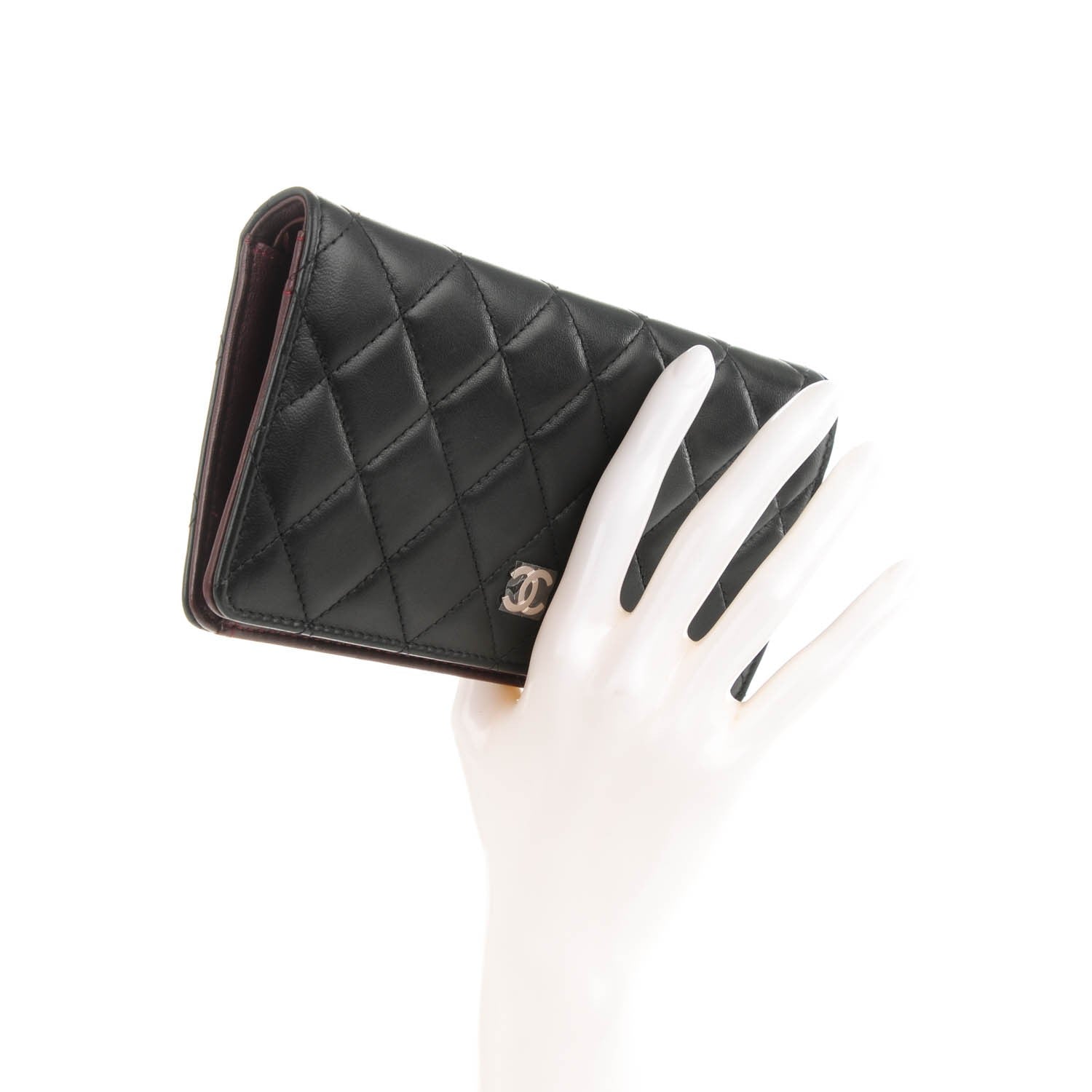 Chanel Lambskin Quilted Yen Wallet Black 2 of 8