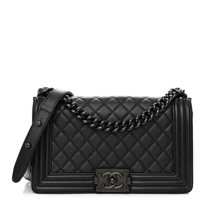 Chanel Calfskin Quilted Medium Boy Flap So Black 1 of 14