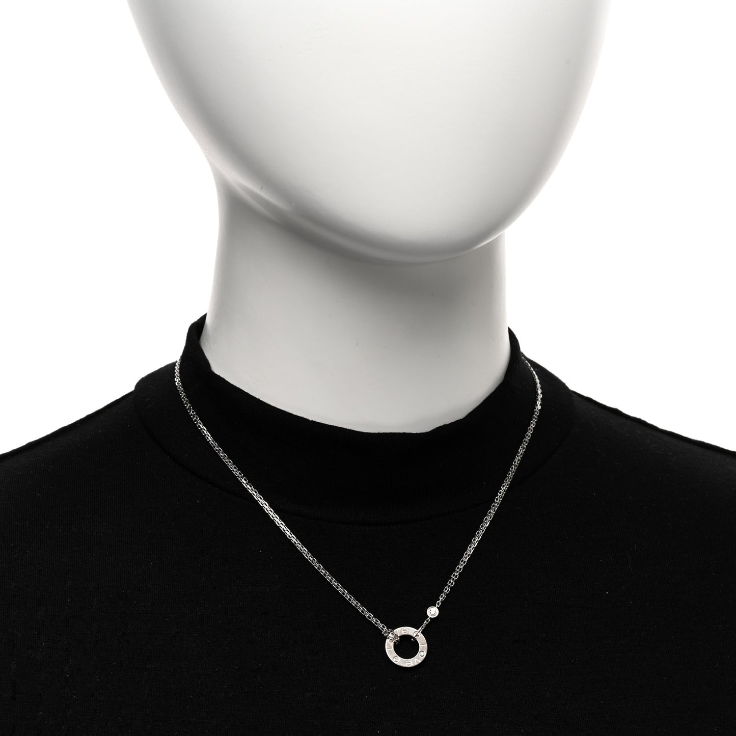 18K White Gold 2 Diamond LOVE Necklace