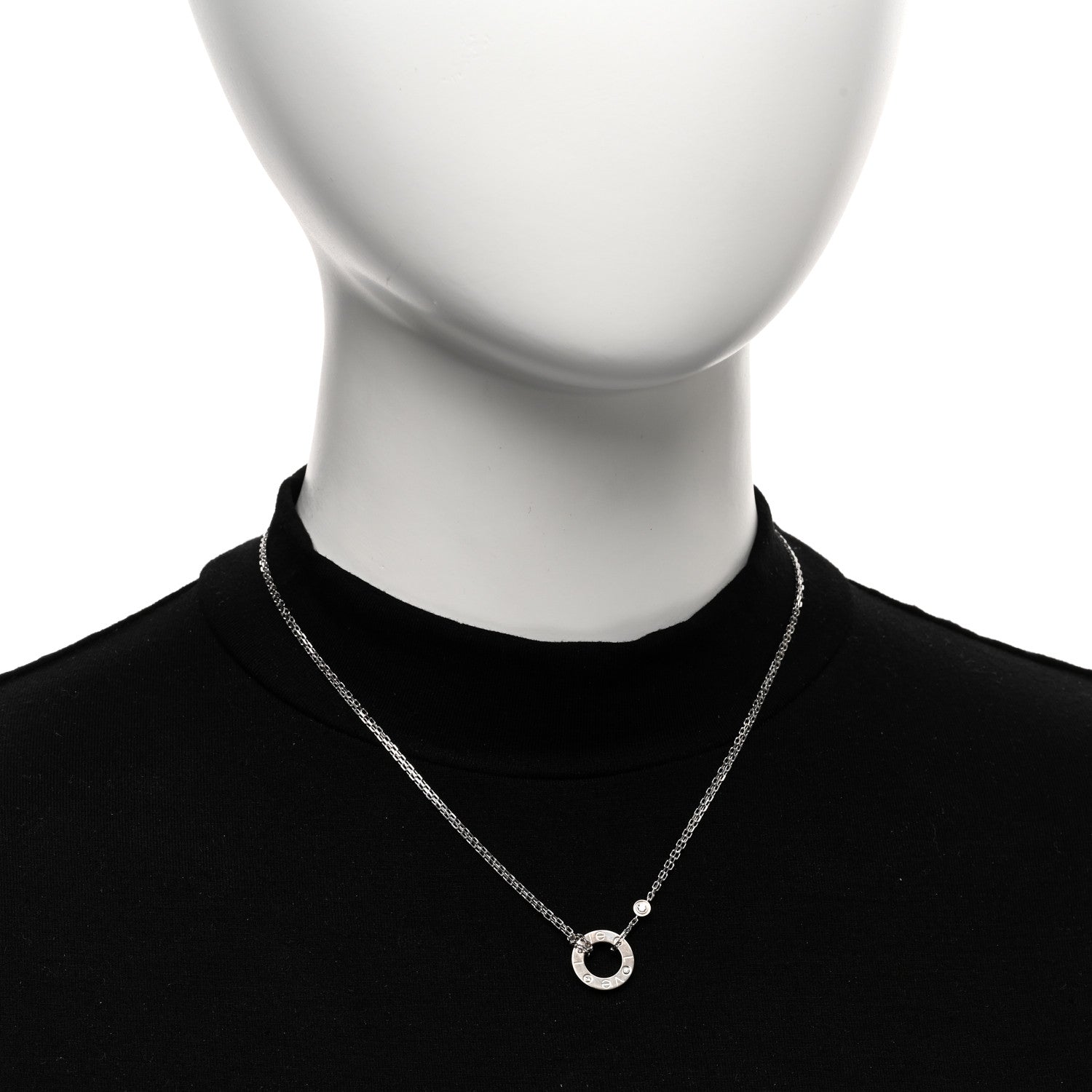 Cartier 18K White Gold 2 Diamond LOVE Necklace 2 of 5