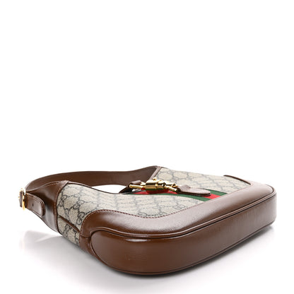 Gucci GG Supreme Monogram Azalea Calfskin Web Small Jackie 1961 Hobo Beige Ebony Brown Sugar 4 of 9