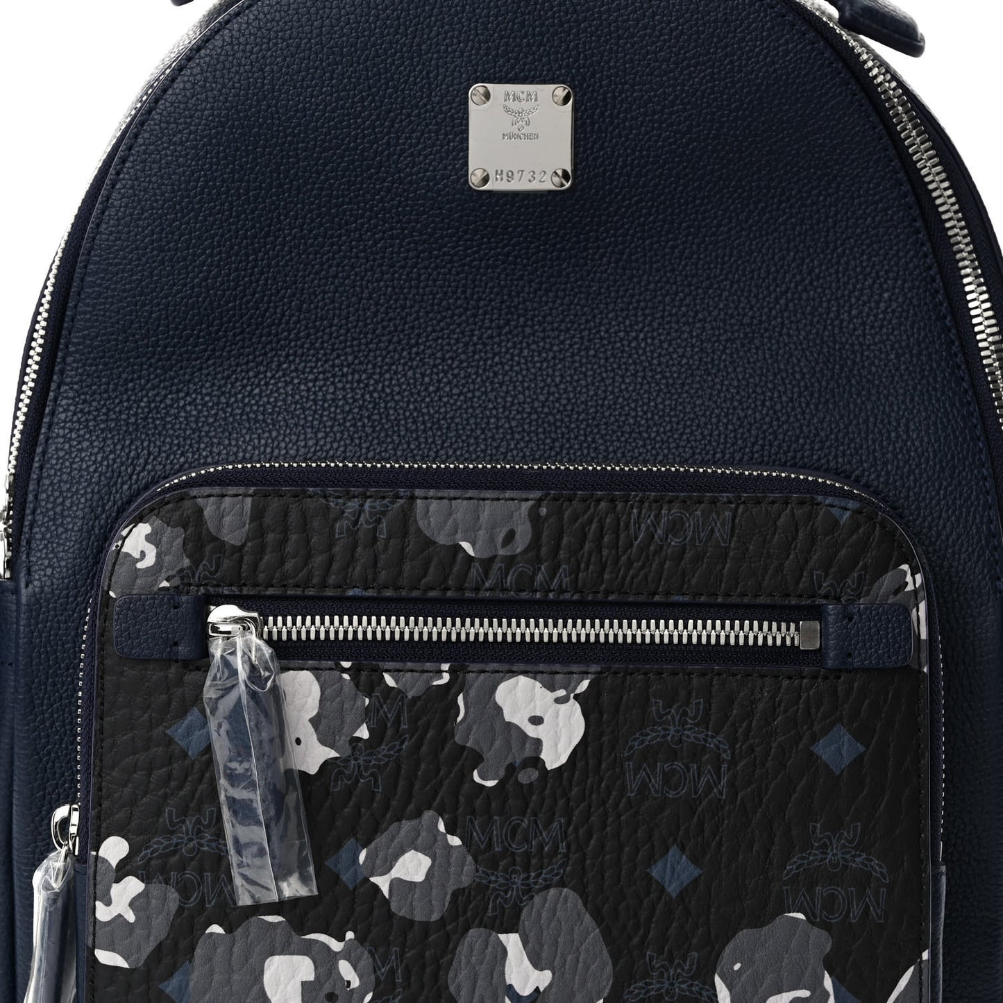 Calfskin Visetos Floral Leopard Klassik Small Stark Backpack Blue Black