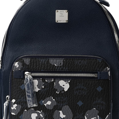 MCM Calfskin Visetos Floral Leopard Klassik Small Stark Backpack Blue Black 9 of 11