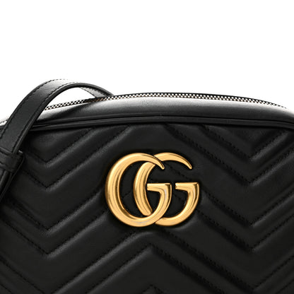 Gucci Calfskin Matelasse Small GG Marmont Chain Shoulder Bag Black 8 of 18