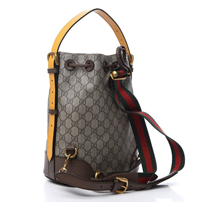 Gucci GG Supreme Monogram Neo Vintage Drawstring Bucket Backpack Beige New Acero Crop 2 of 9