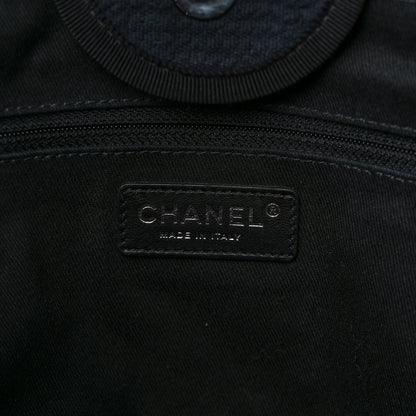 Chanel Mixed Fibers Calfskin Medium Deauville Tote Navy Blue 6 of 12