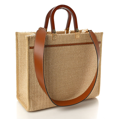 Fendi Straw Vitello King Plexiglass Woven Medium Fendi Sunshine Shopper Tote 3 of 11