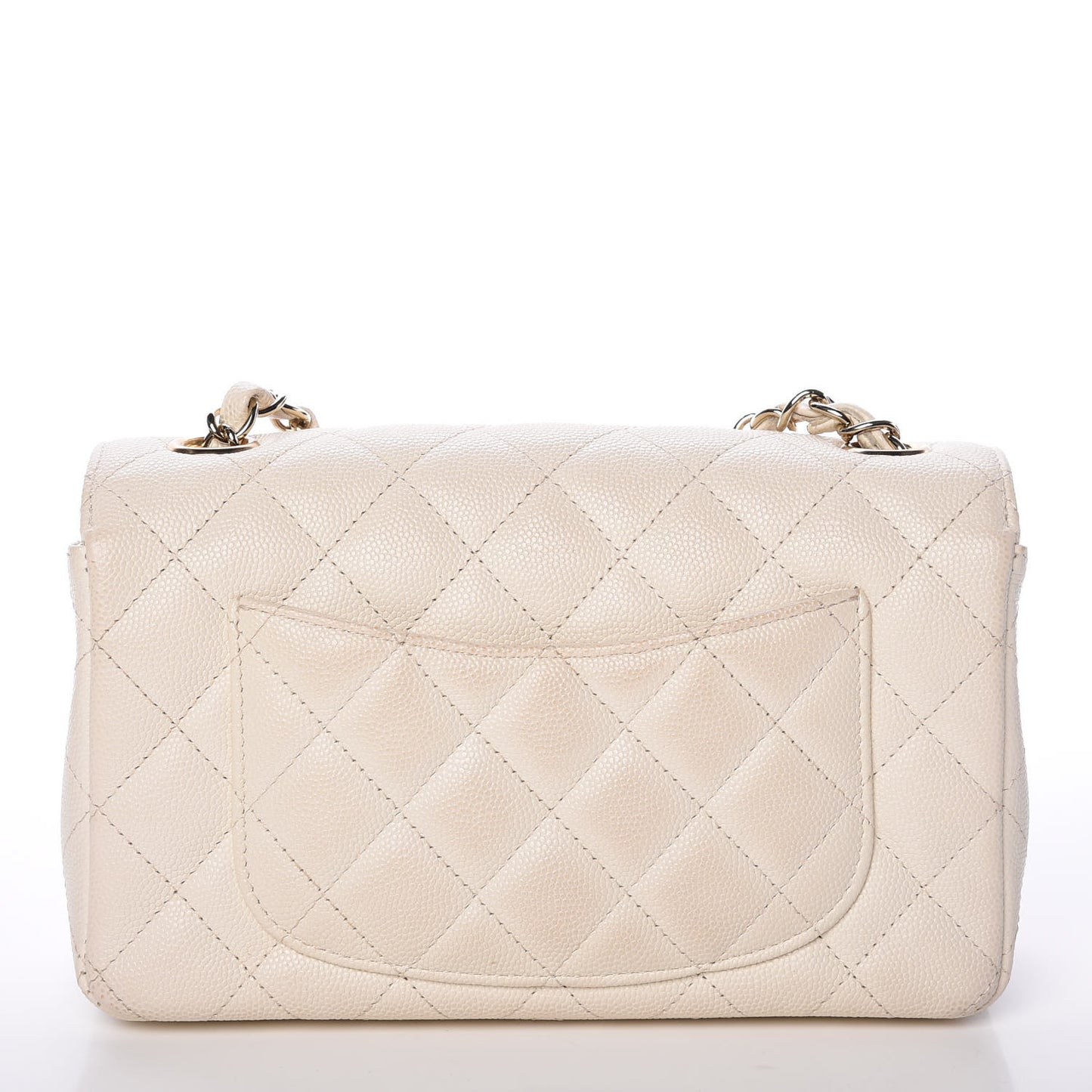 Caviar Quilted Mini Rectangular Flap White