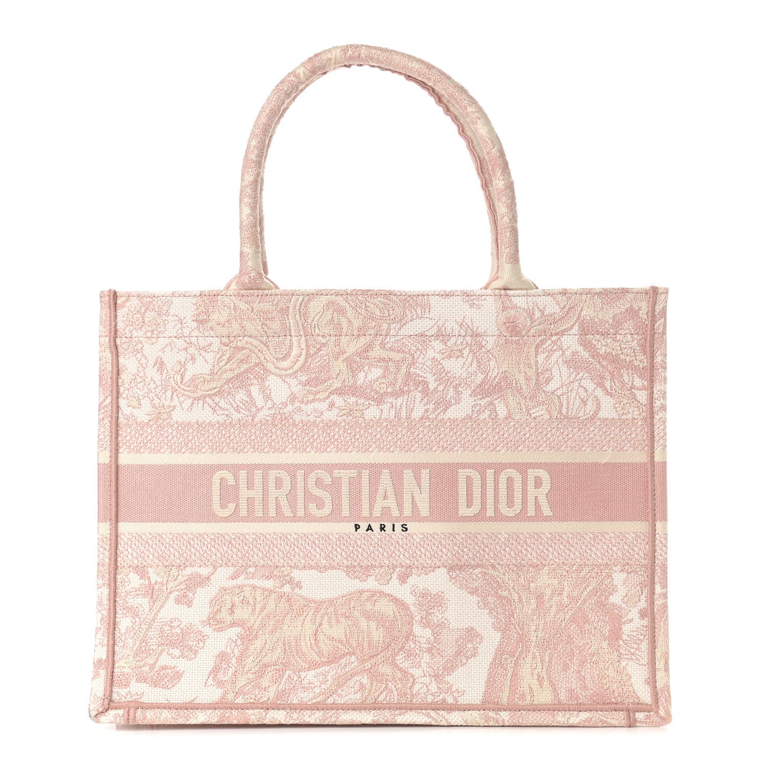 Christian Dior Canvas Toile De Jouy Embroidered Medium Book Tote Pink 1 of 10