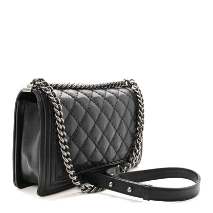 Chanel Calfskin Quilted Double Stitch New Medium Boy Flap Black 3 of 10