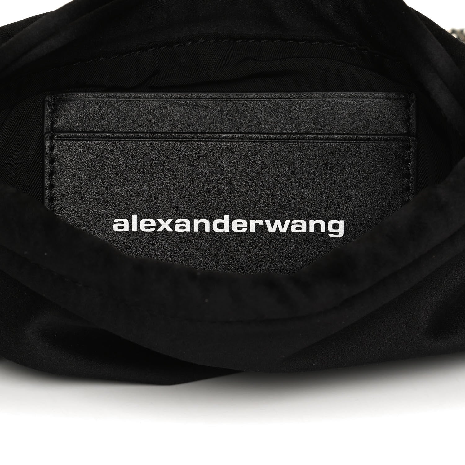 Alexander Wang Satin Crystal Rhinestone Ryan Mini Drawstring Bag Black 6 of 9