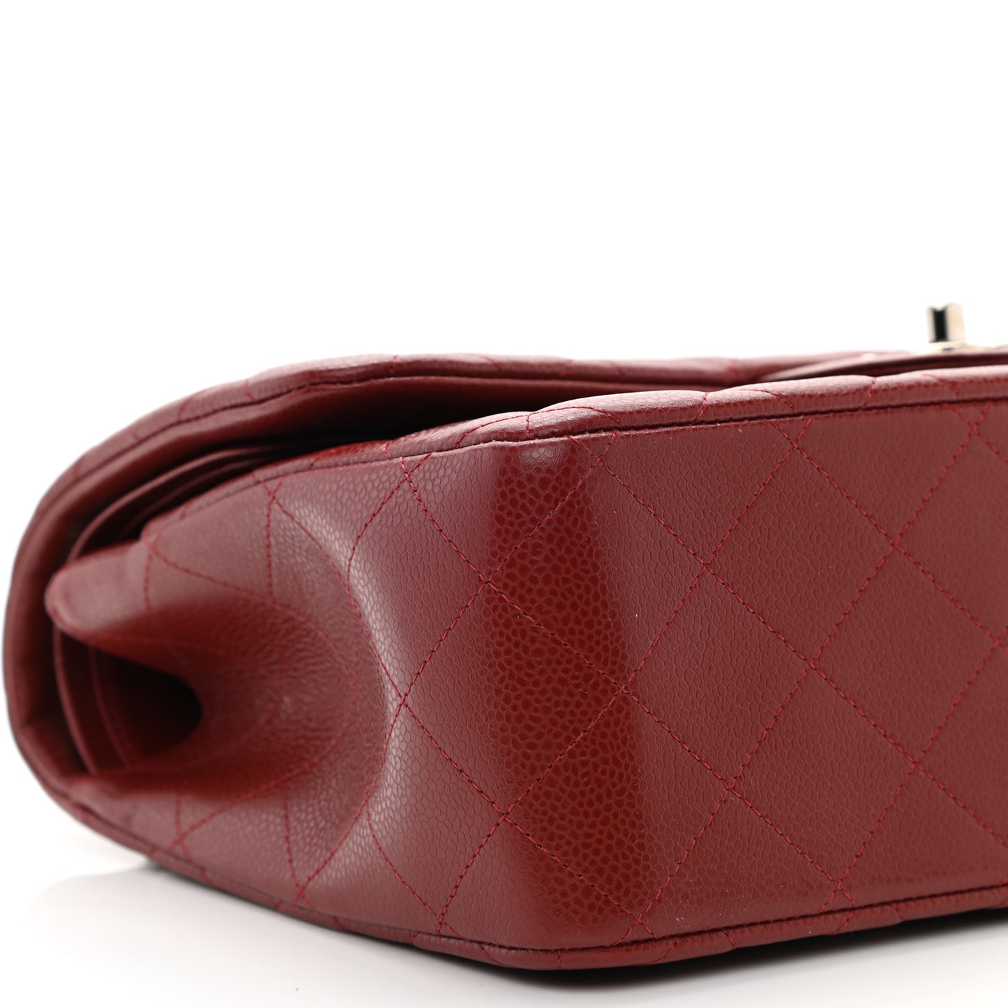 Caviar Quilted Jumbo Double Flap Dark Red