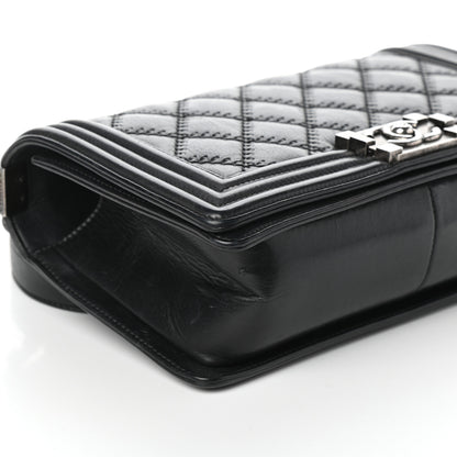 Chanel Calfskin Double Stitch Medium Boy Flap Black 9 of 10
