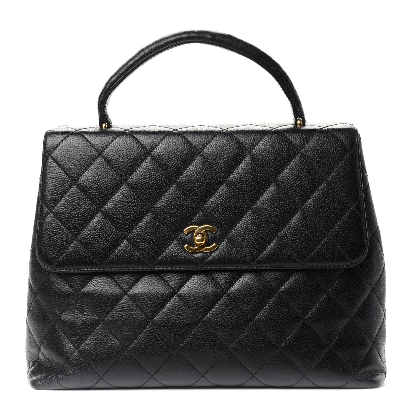 Caviar Quilted Jumbo Kelly Flap Black