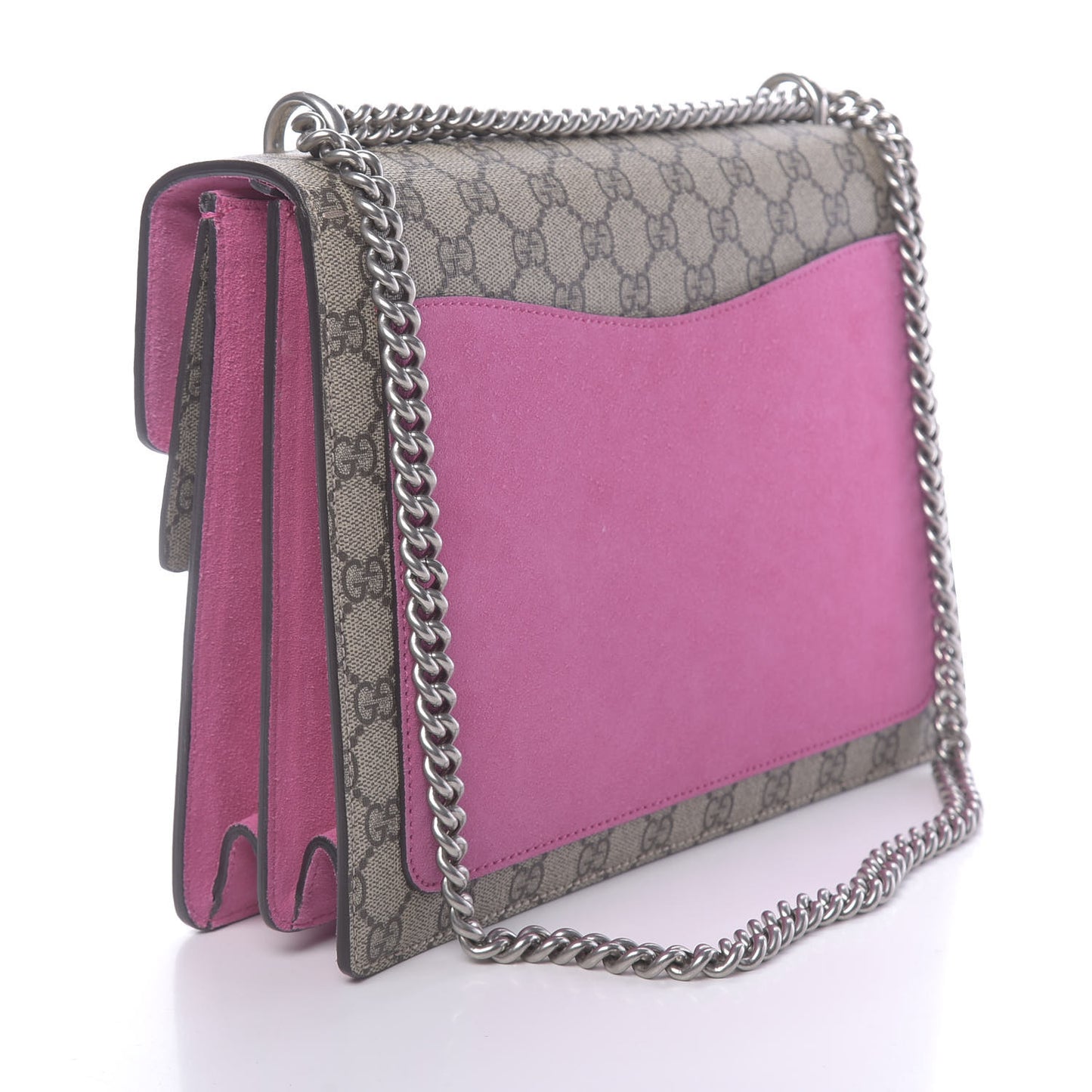 GG Supreme Monogram Suede Pierced Heart Embroidered Medium Dionysus Shoulder Bag Beige Ebony Pink Tropical Flower