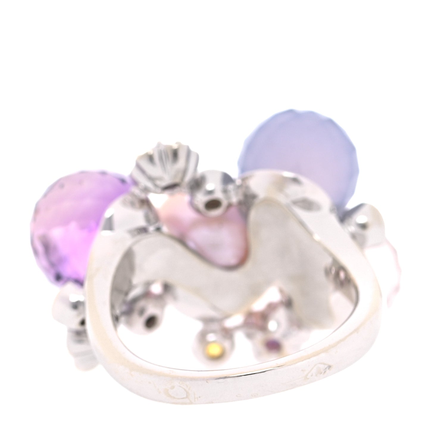 18K White Gold Diamond Gemstone Pearl Large Mademoiselle Ring 55 7.25