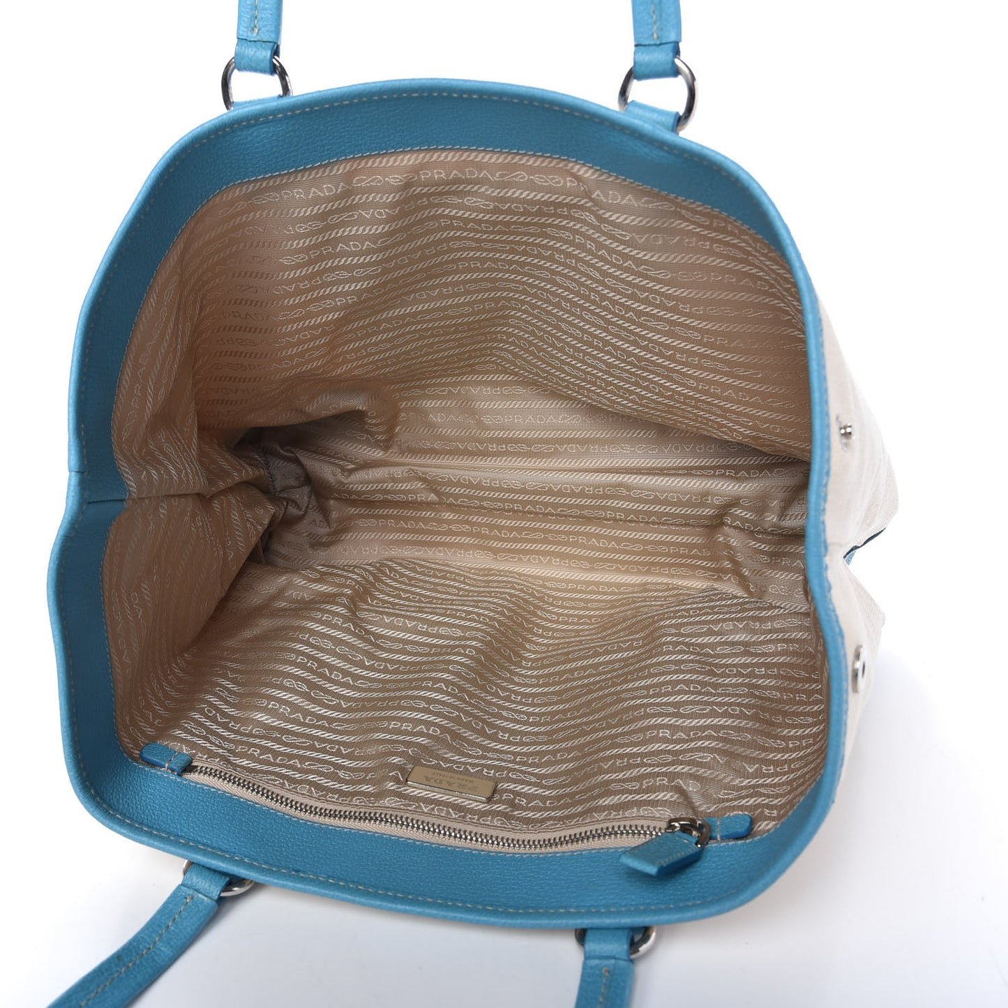 Canvas Calfskin Trim Tote Beige Voyage