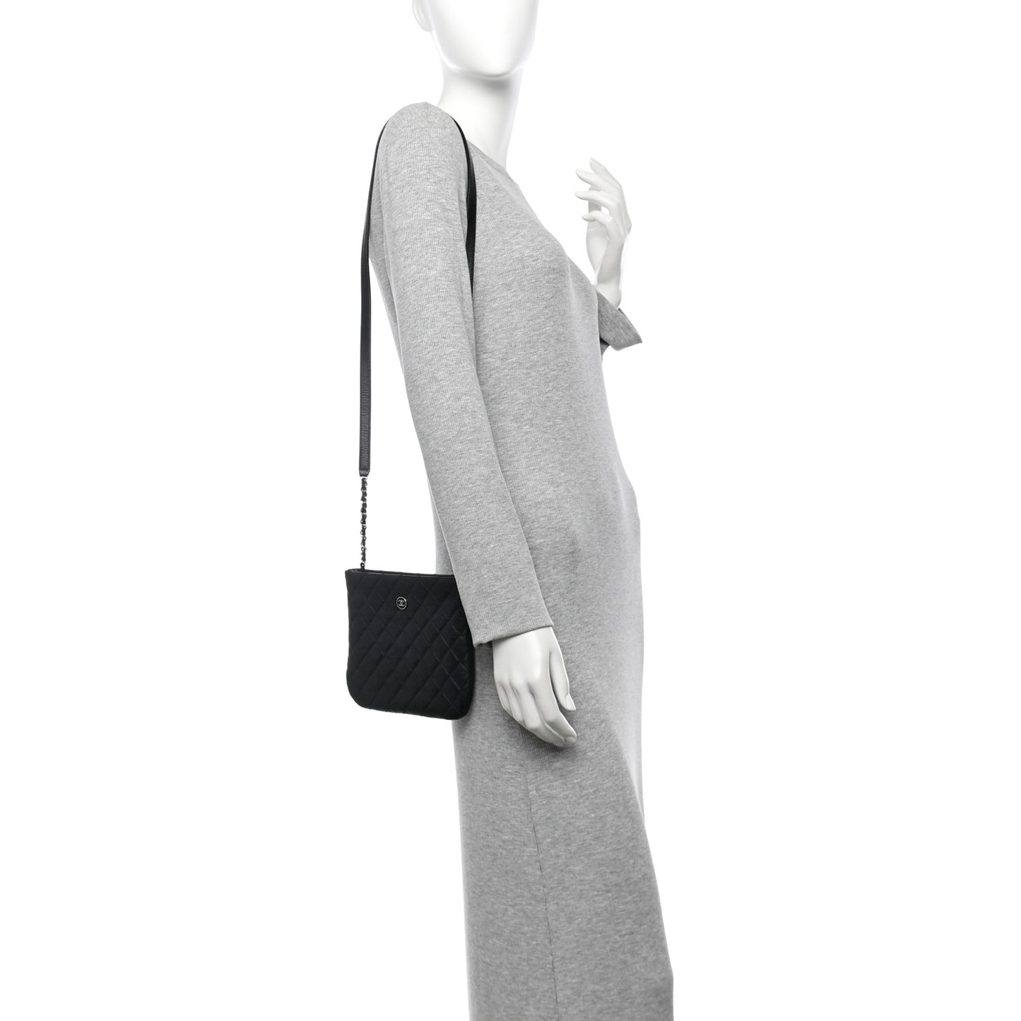 Aged Calfskin Quilted Crossbody Bag Black