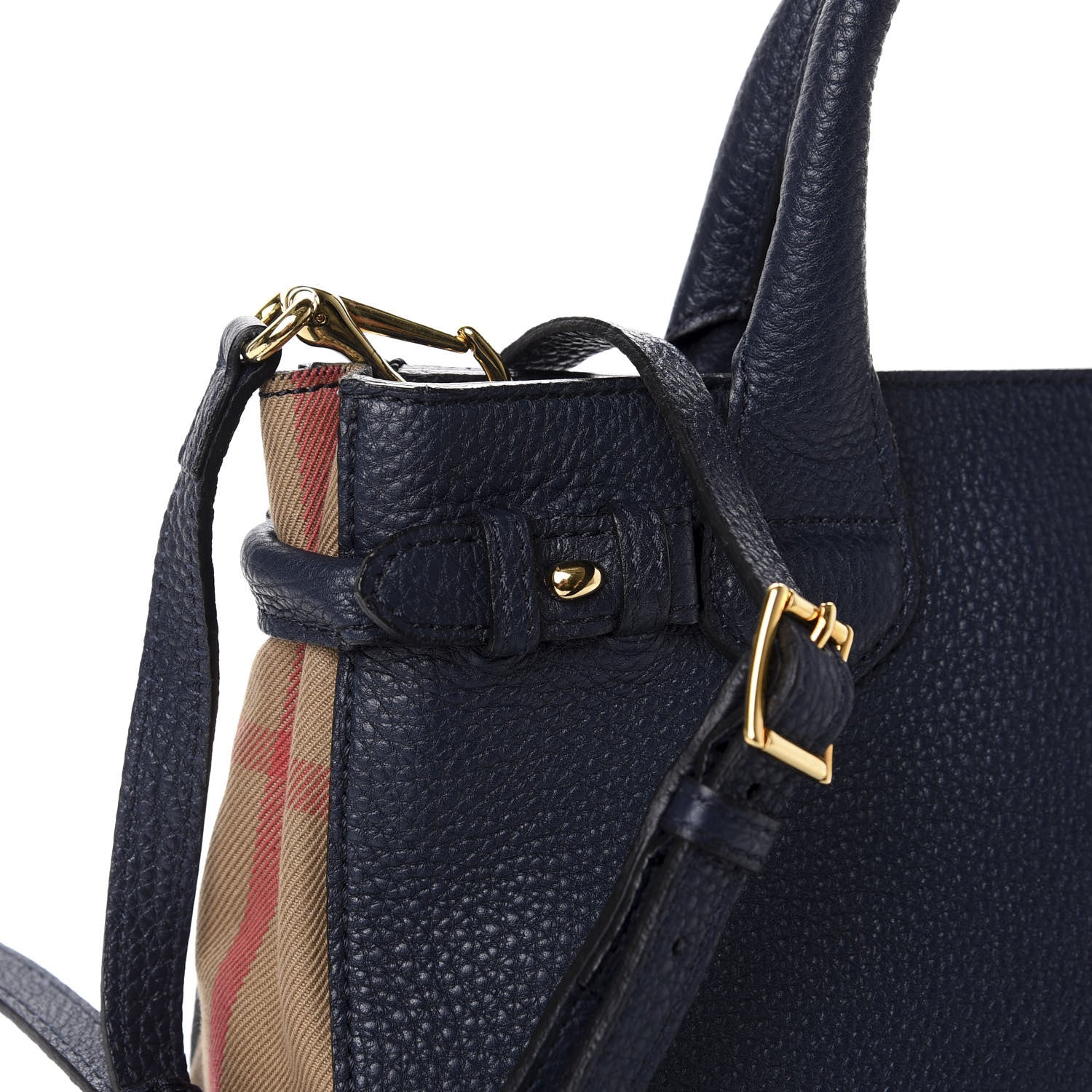 Burberry Grainy Calfskin House Check Small Banner Tote Midnight Blue 11 of 11