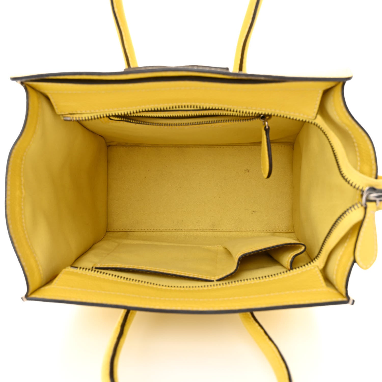 Celine Drummed Calfskin Micro Luggage Citron 5 of 18