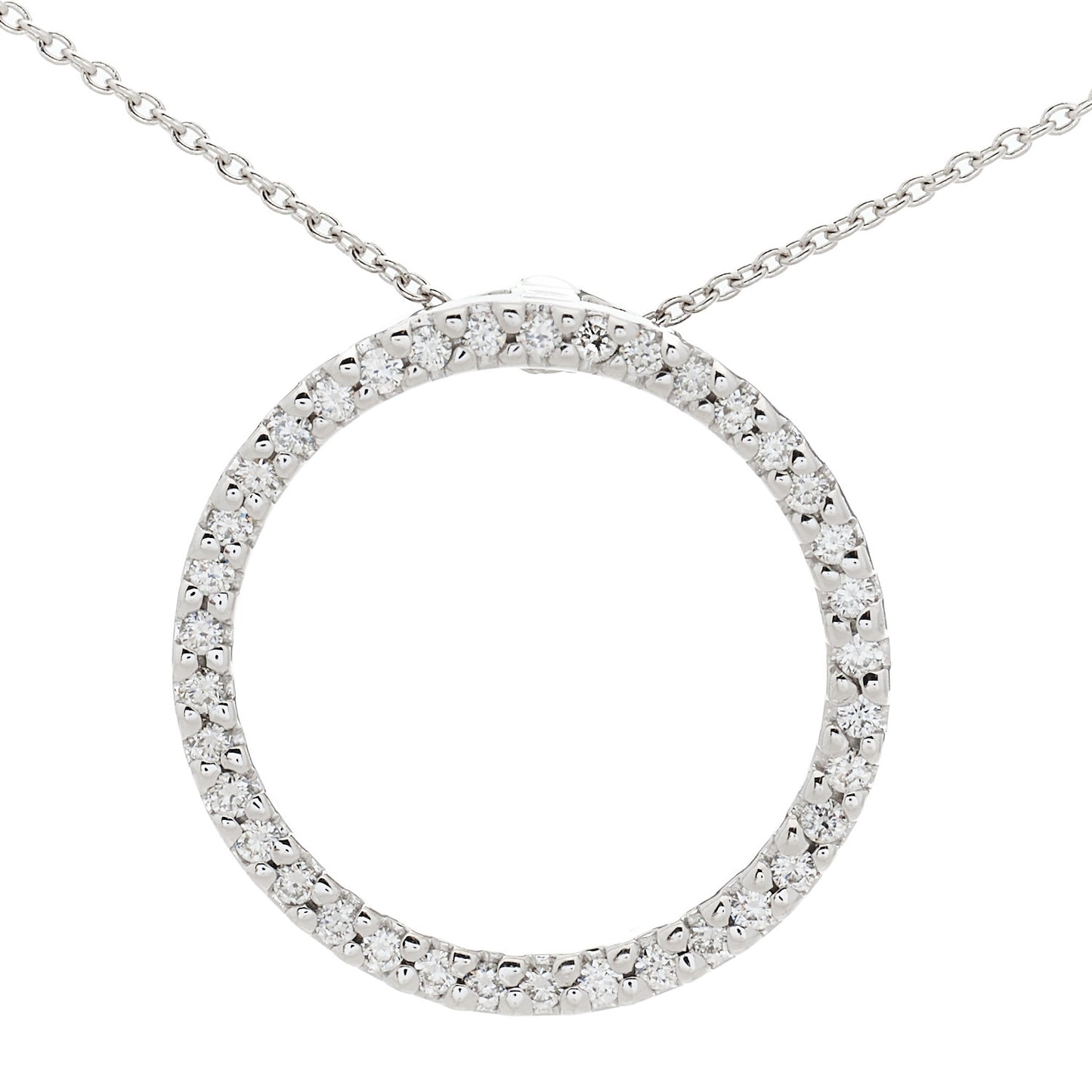 18K White Gold Diamond Medium Tiny Treasures Circle Pendant Necklace