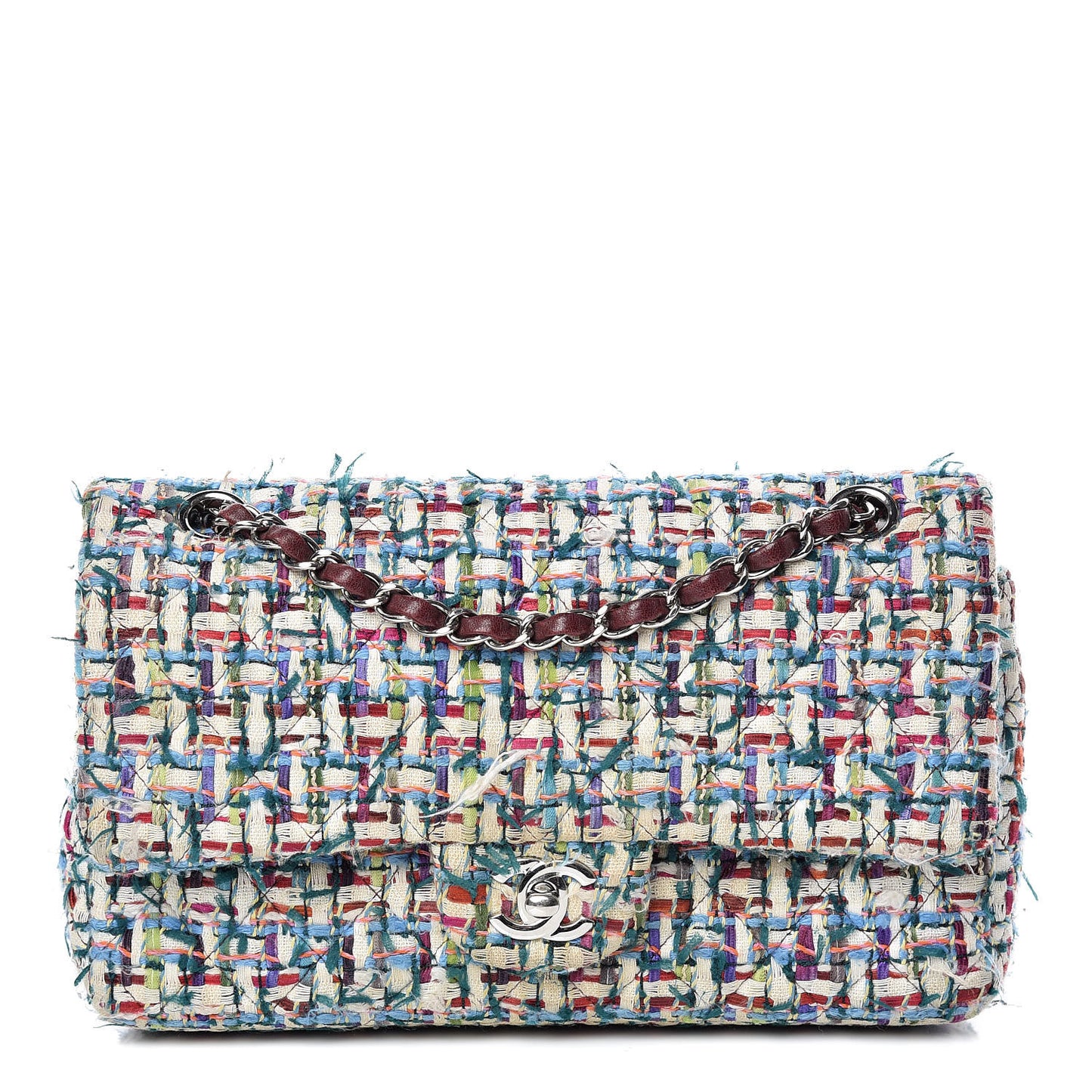 Tweed Quilted Medium Double Flap Multicolor
