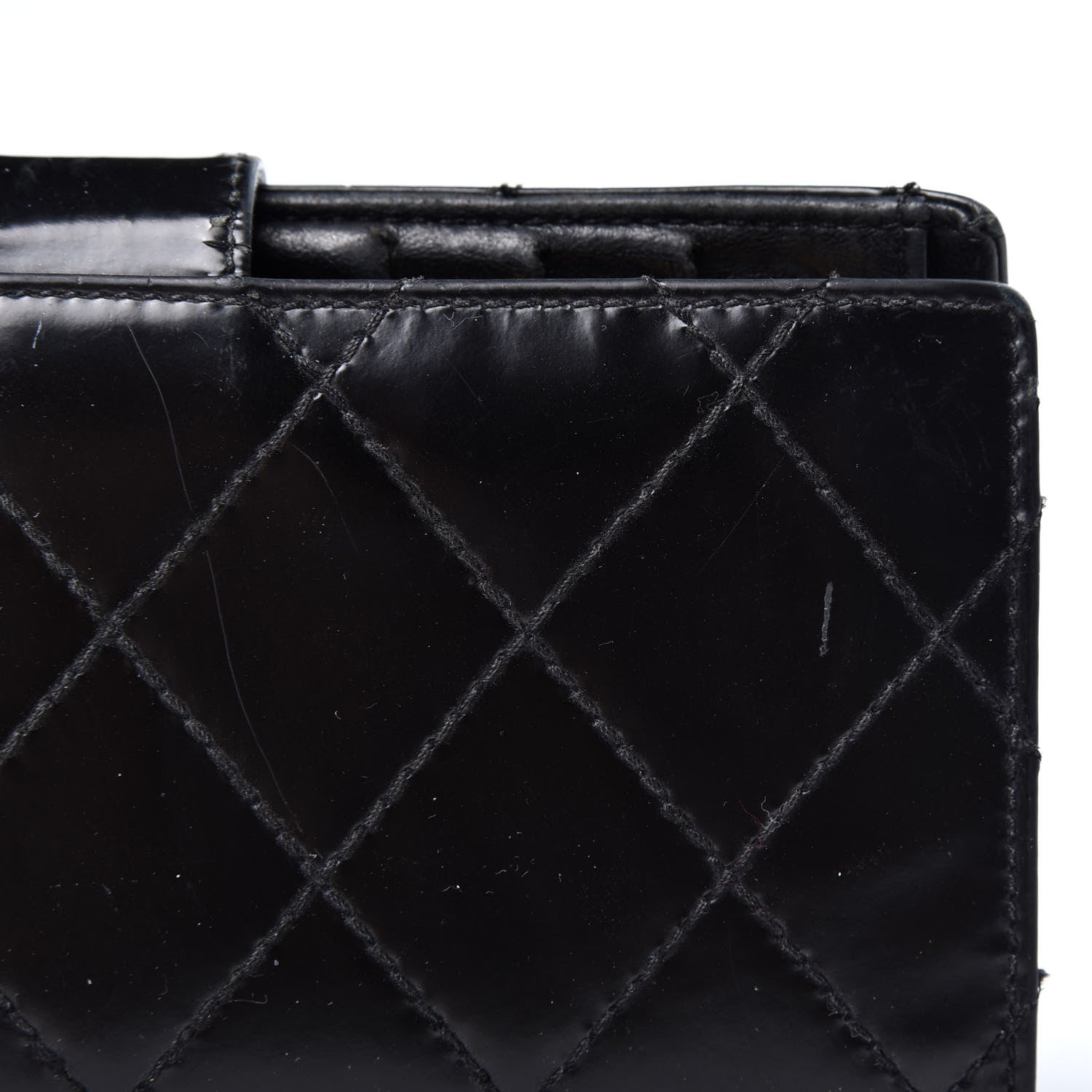 Chanel Glazed Calfskin Diamond Stitched French Wallet Black 10 of 17
