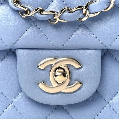 Chanel Lambskin Quilted Mini Rectangular Flap Light Blue 9 of 11