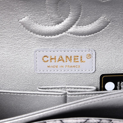 Chanel Nylon Quilted Medium Cat Emoticon Double Flap Navy Grey Ecru 7 of 9