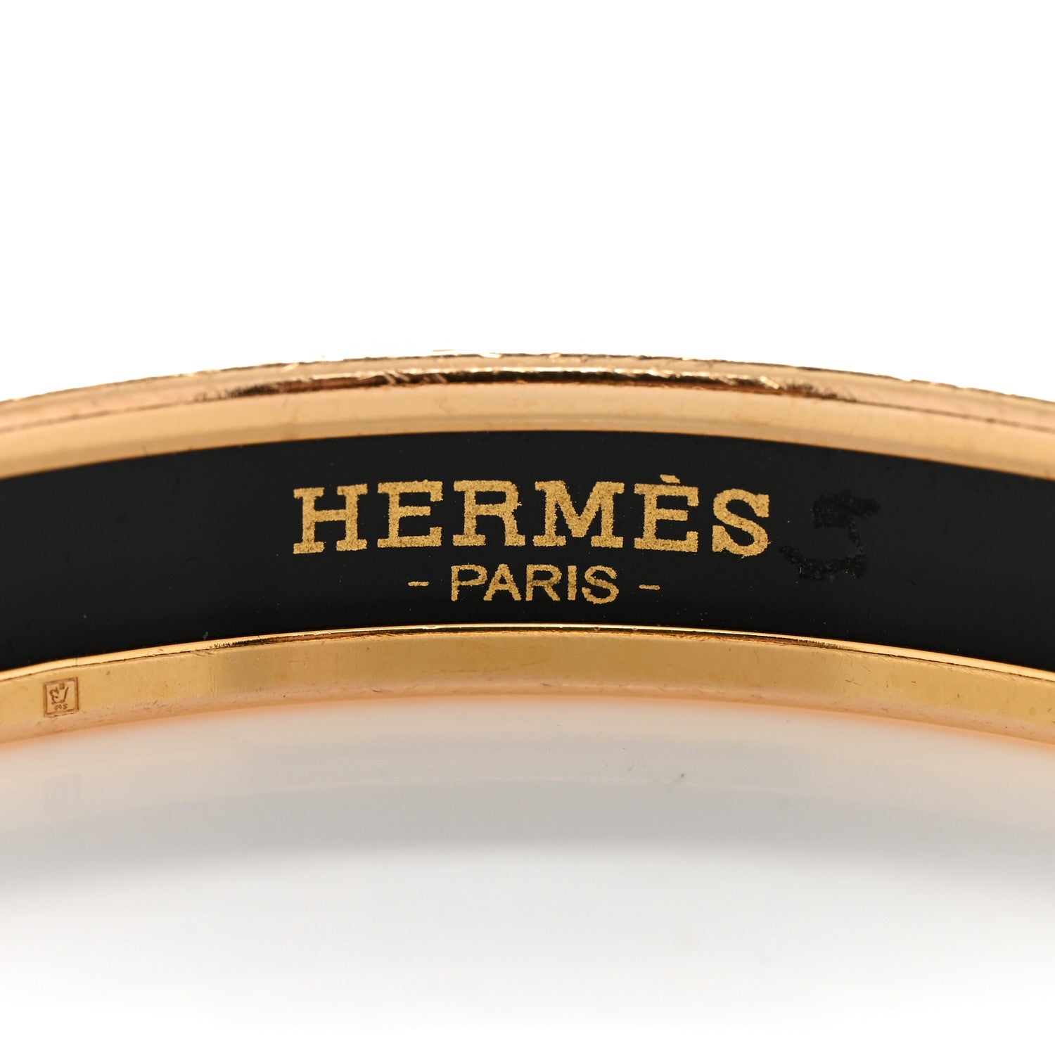 Hermes Enamel Printed Narrow Harnais Des Presidents Bracelet 70 Black White 4 of 5