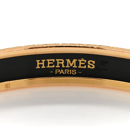 Hermes Enamel Printed Narrow Harnais Des Presidents Bracelet 70 Black White 4 of 5