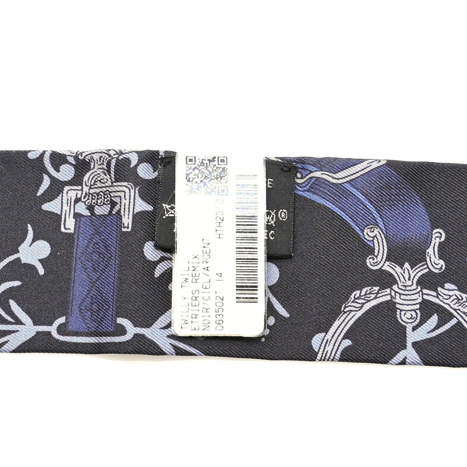 Hermes Silk Etriers Remix Twilly Black Ciel Argent 3 of 4