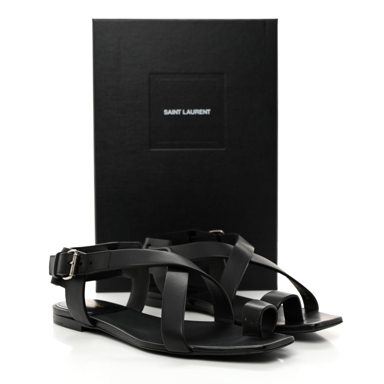 Saint Laurent SAINT LAURENT Calfskin Gladiator Sandals 39 Black 9 of 9