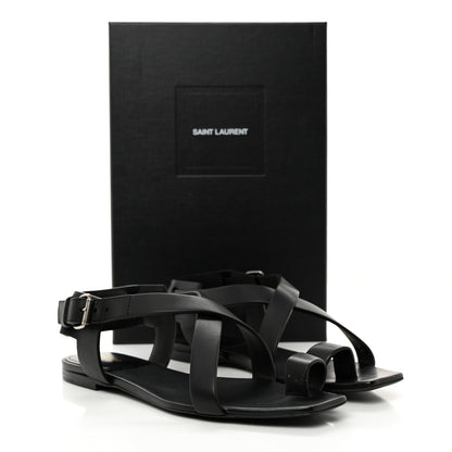 Saint Laurent SAINT LAURENT Calfskin Gladiator Sandals 39 Black 9 of 9