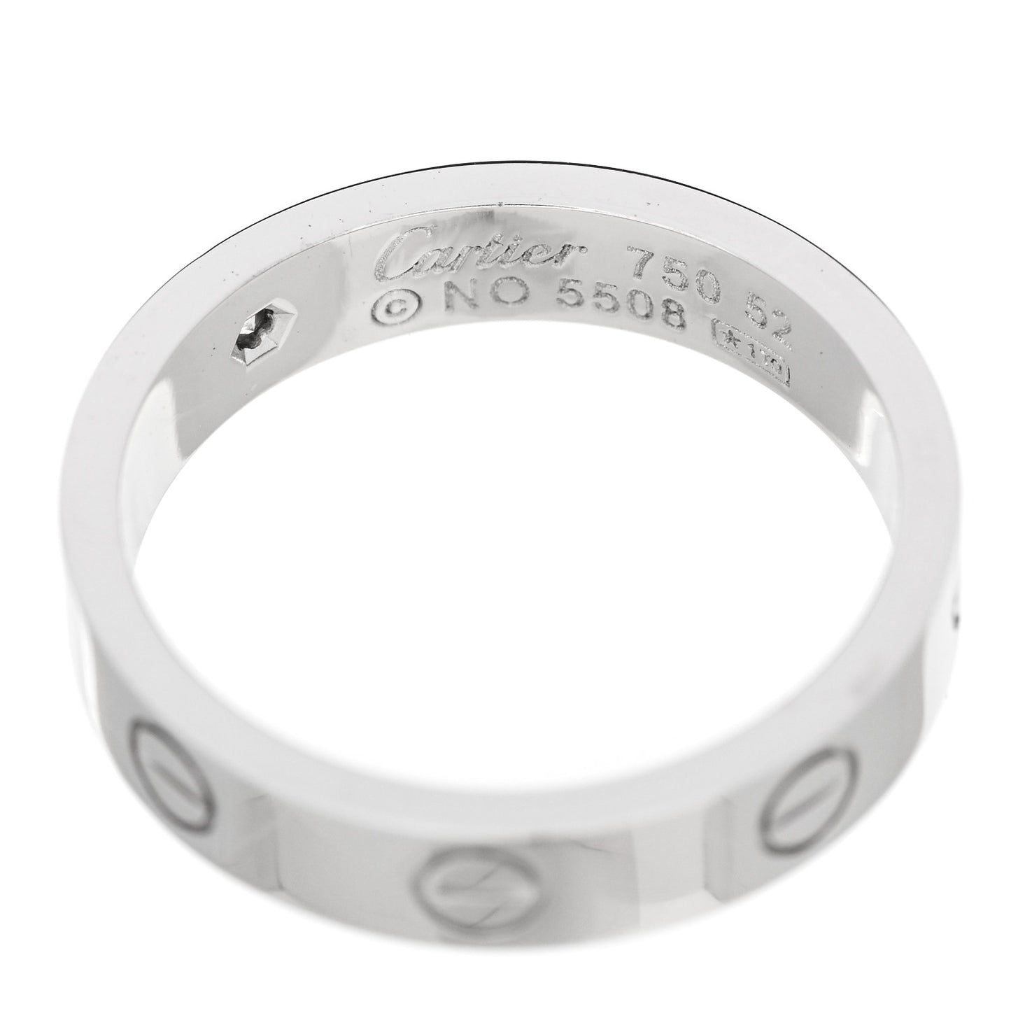 18K White Gold Diamond 4mm LOVE Wedding Band Ring 52 6