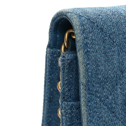 Chanel Denim Quilted CC Pearl Crush Wallet on Chain WOC Blue 13 of 14