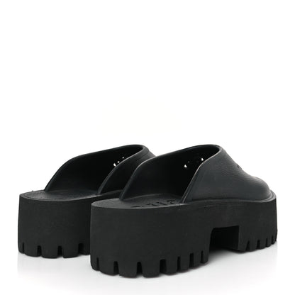 Gucci Rubber GG Monogram Perforated Elea Platform 55mm Lug Sole Sandals 39 Black 4 of 9