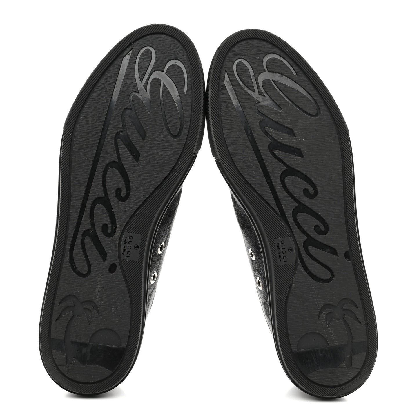 GG Monogram Calfskin Womens Low Top Sneakers 38 Piombo Black