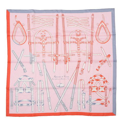 Hermes Silk Harnais De Timon Scarf 90 Rose Pale Gris Corail 1 of 5