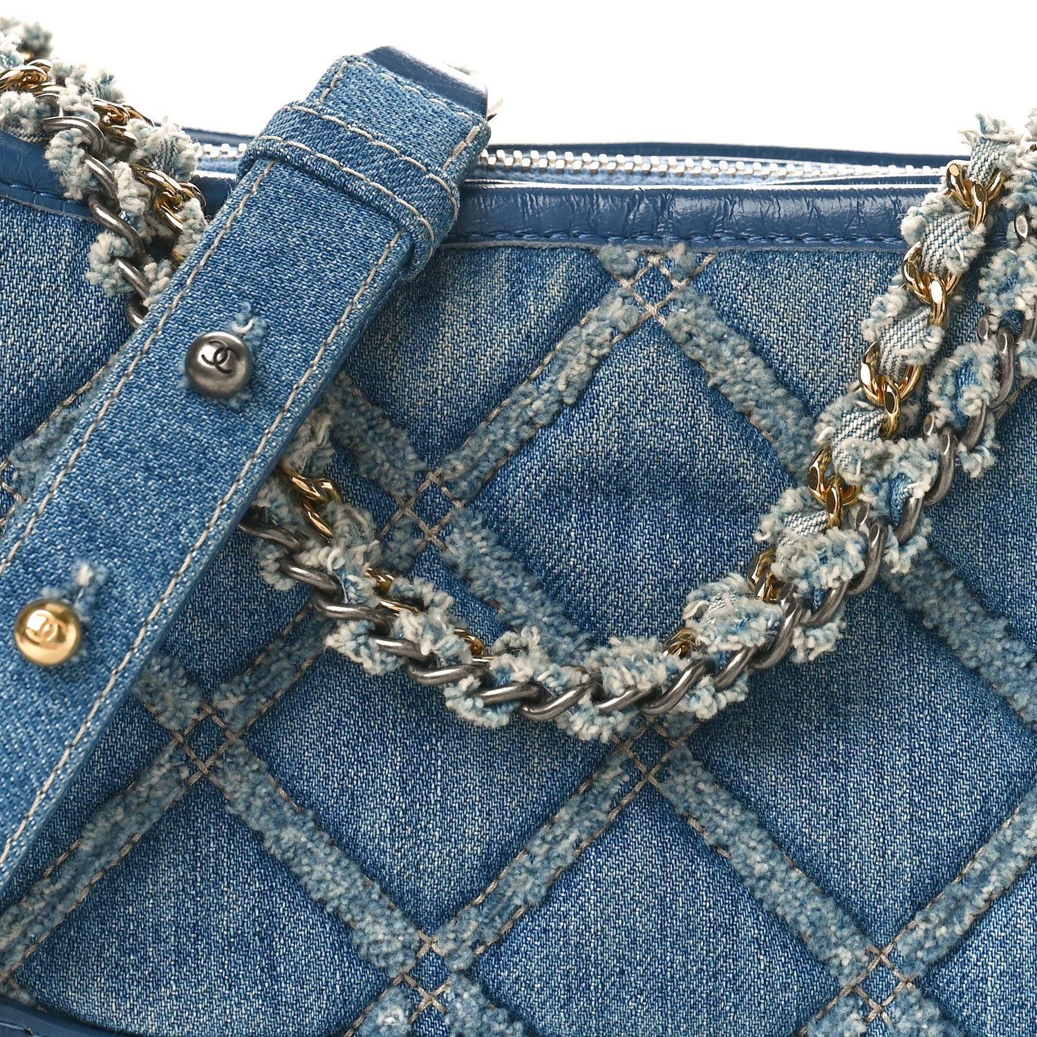 Chanel Denim Calfskin Small Gabrielle Hobo Blue 8 of 10