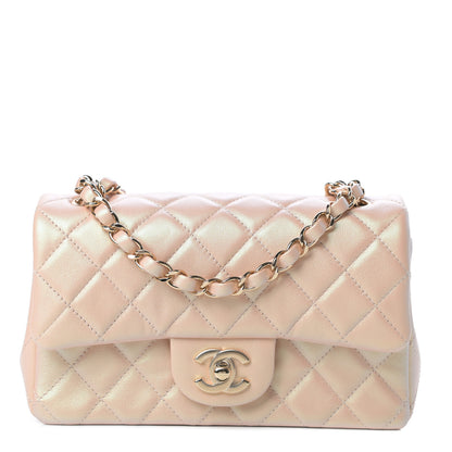 Chanel Iridescent Calfskin Quilted Mini Rectangular Flap Beige 1 of 12