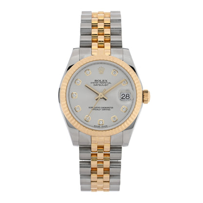 Rolex Stainless Steel 18K Yellow Gold Diamond 31mm Oyster Perpetual Datejust Watch Silver 178273 1 of 5
