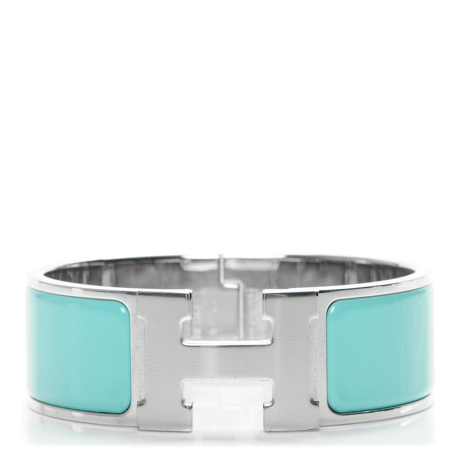 Hermes Enamel Wide Clic Clac H Bracelet PM Bleu Atoll 1 of 5