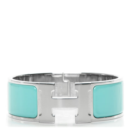 Hermes Enamel Wide Clic Clac H Bracelet PM Bleu Atoll 1 of 5